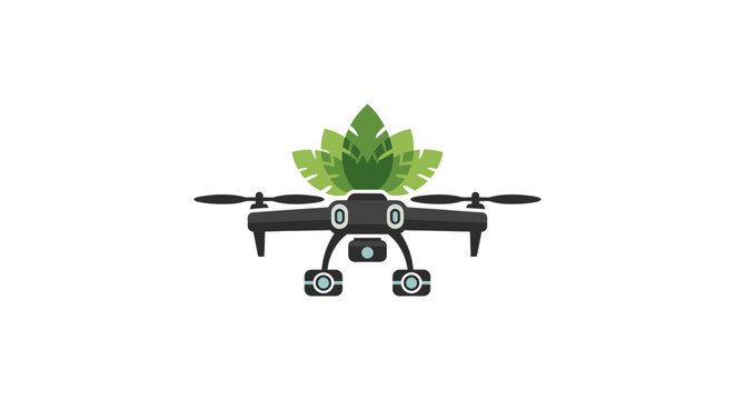 Drone with green leafy vegetation on top.