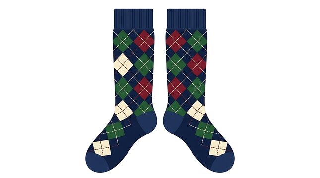 Navy blue argyle pattern golf socks