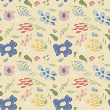 Abstract Flower in Pastel Seamless Pattern Three