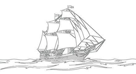 Vintage Nautical Marine Vessel Adventure Vector Sketch © Josnara