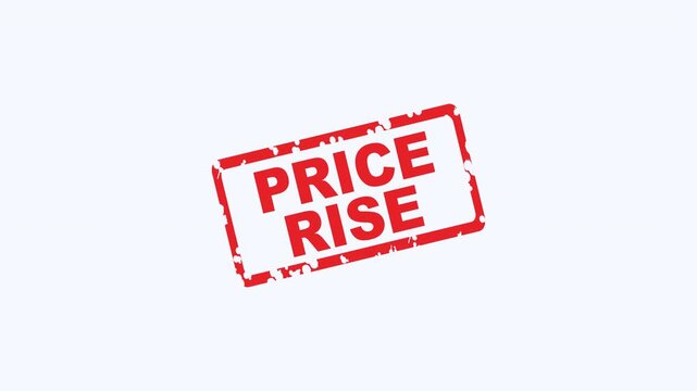 Red distressed stamp with the words price rise. Suitable for business, finance, economics, marketing, sales, and retail themes in various design projects.