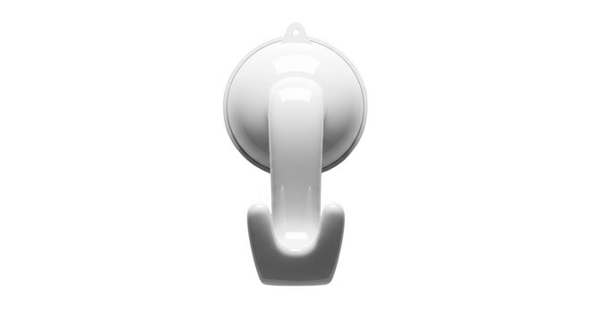 White plastic hook with suction cup isolated on transparent background