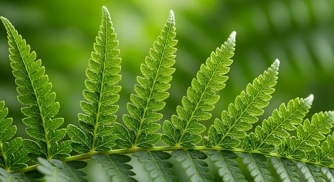 Green fern leaves, foliage background, natural texture, plant closeup
