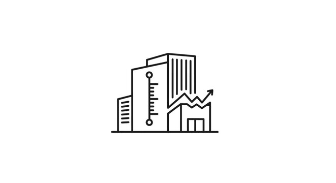Simple line drawing of buildings.