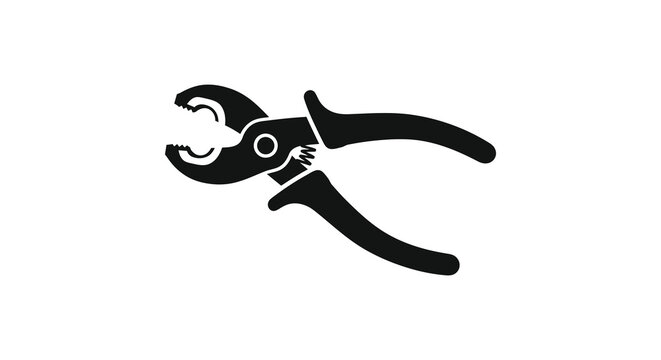 Black pliers silhouette on a white background isolated tool outline high quality professional