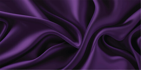 Fototapeta premium A smooth purple silk and violet satin fabric background creates an elegant textile texture with soft luxury waves and shiny drapery curves for a sophisticated violet material backdrop