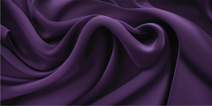 Smooth purple and violet silk fabric texture creates a luxury satin backdrop with elegant soft waves and shiny pink drapery material for a romantic textile decoration