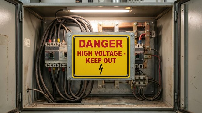High voltage warning inside panel