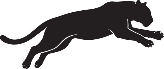 Leaping Jaguar Silhouettes Jumping Wild Cat Shape © MdHasan