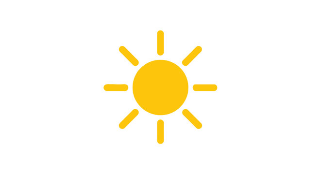 Simple Yellow Sun Icon with Rays.