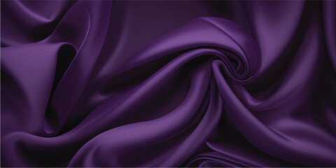 Obraz premium Elegant flowing purple and violet silk satin fabric texture creates a smooth shiny luxury material background with soft drapery waves for a premium textile backdrop design