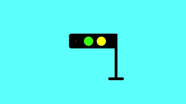 Traffic signal light icon. red green and yellow light. Road safety traffic control light icon animation.