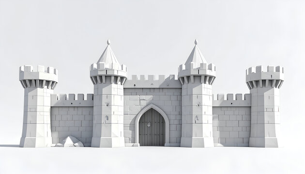 Medieval Stone Castle Fortress with Towers and Gate.