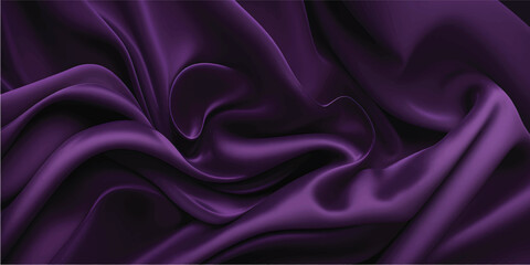 Obraz premium A smooth purple and violet silk satin fabric background with shiny waves of luxury drapery creates a soft elegant textile material texture for a romantic fashion backdrop