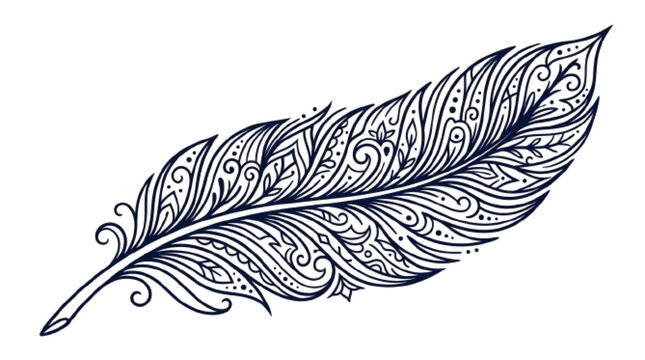 Feather decoration design, vector icon , white background 