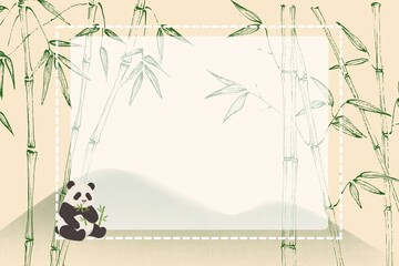 Oriental panda bamboo background with copy space for marketing banner © Dewi Kristal