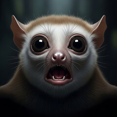 Fototapeta premium Close-up portrait of an adorable, wide-eyed, small primate with its mouth agape