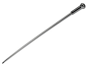 Obraz premium Thin stainless steel metal probe needle tool with pointed tip shiny reflective surface and precision instrument shape on isolated background