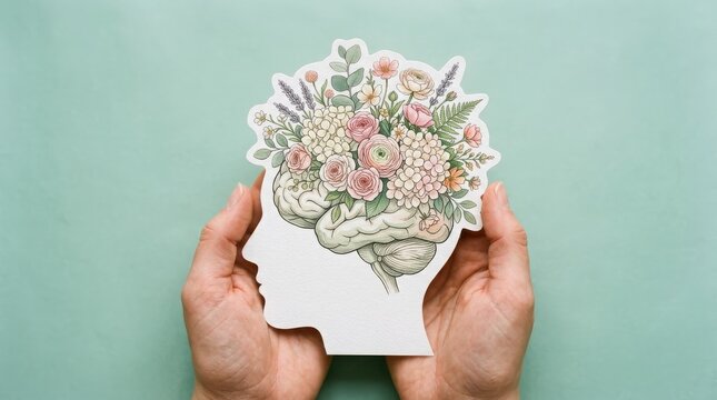 World mental health day nurturing the mind with floral wellbeing and positive thoughts
