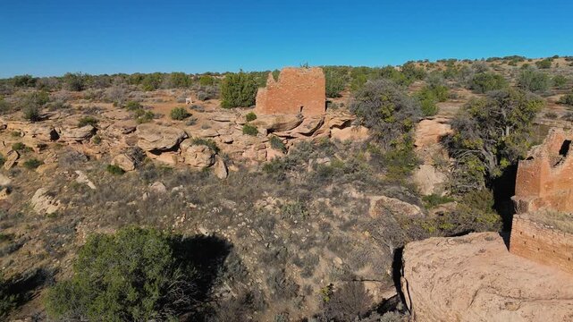 Aerial video of the Tilting House area of Hovenweap National Monument in SW Colorado, USA, on a nice, autumn morning.