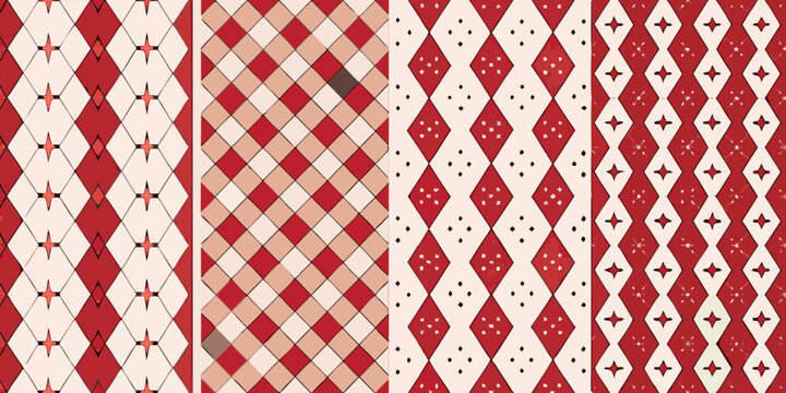 harlequin pattern classic red and cream diamond check textile