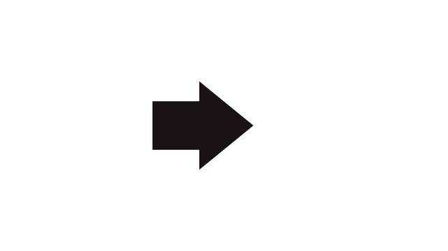 Animated black squirrel arrow on a White background. Moving arrows to the side. Up direction arrows symbol with arrow pointing left to right direction on white background loop  animation.