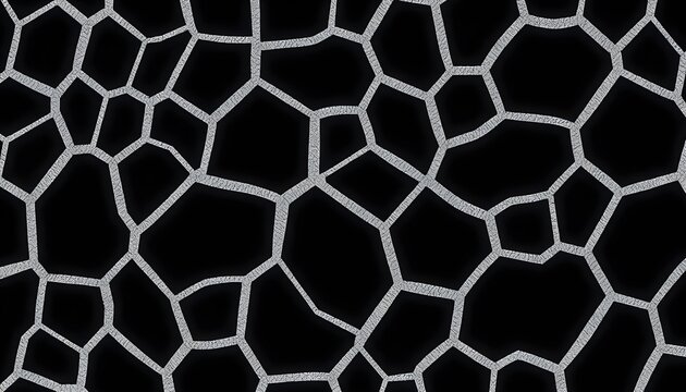A close-up shot of a cracked surface with gray lines on a black background