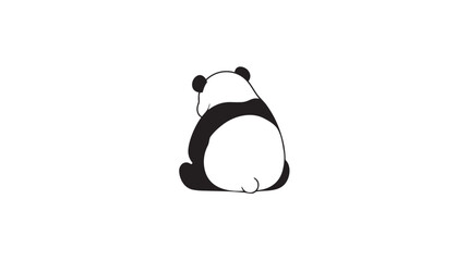 Cute cartoon panda sitting back view simple black and white graphic © NUSRAT JAHAN