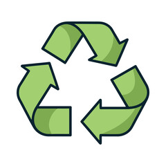 Obraz premium Green recycling symbol made of three arrows in circular motion
