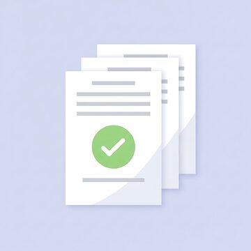 Stack of documents with green checkmark on top page  business concept  paperwork  checklist  approved  verified  documents  files  papers