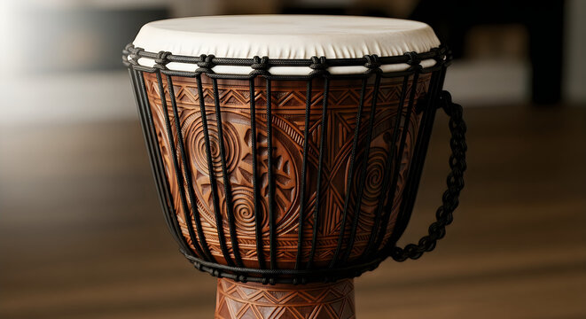 African djembe drum, traditional percussion instrument, wooden djembe, decorative drum