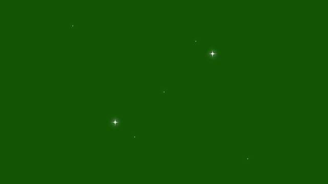 Shiny glowing stars, fairy twinkle stars, sparkle star light, fast magic twinkle motion, cartoon blinking flat vector doodle glowing light on green screen background 4