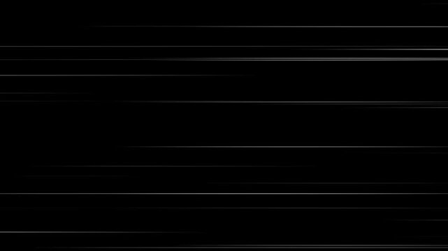 Right to Left speed lines moving with alpha channel. black anime background, manga speed line motion. Anime Horizontal Speed Lines Seamless recurring speed line 4k video