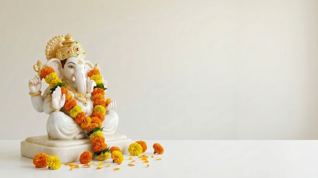 Celebration of ganesh chaturthi home photo minimalistic close-up festive spirit