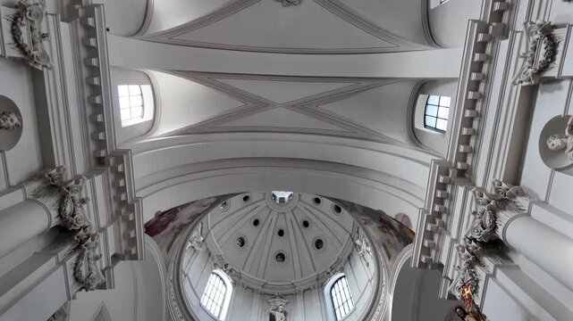 Ornate White Baroque Ceiling Of Fulda Cathedral Germany