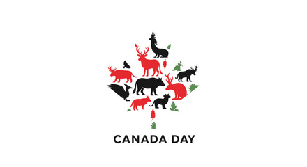 Obraz premium Canada Day Animals Logo Illustration.