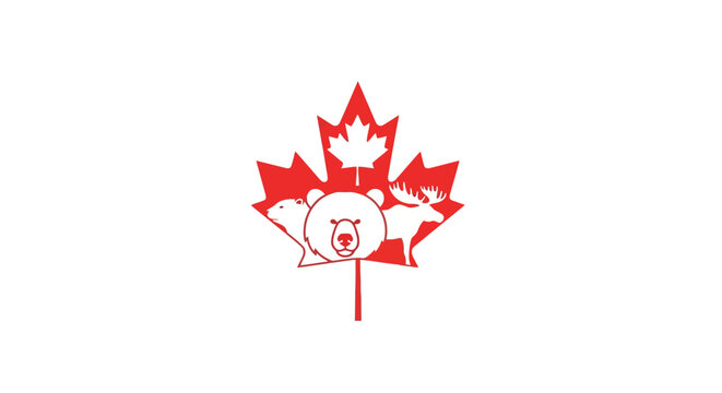 Canadian flag with bear symbol.