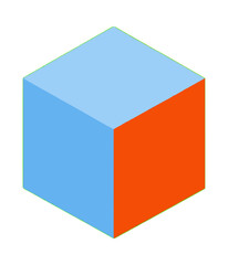 Fototapeta premium Blue and Orange Geometric Cube Vector Icon Design