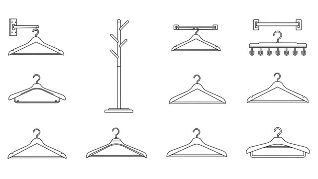 Collection of Clothes Hangers and Coat Rack Icons
