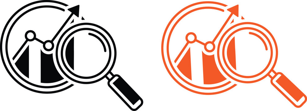 Data chart search icon set Vector