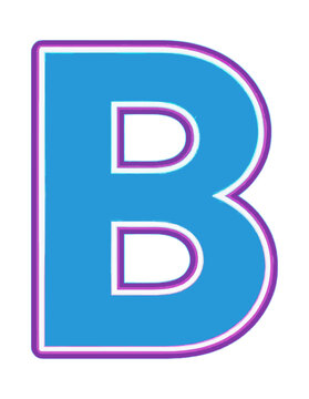 Blue Letter B Stylized Glowing Neon Icon Design