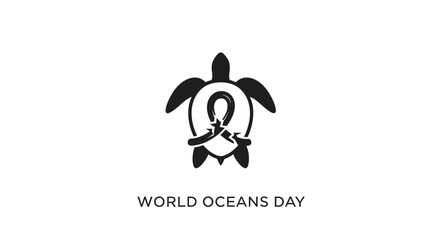 World Oceans Day Turtle Logo Design. © Nunik