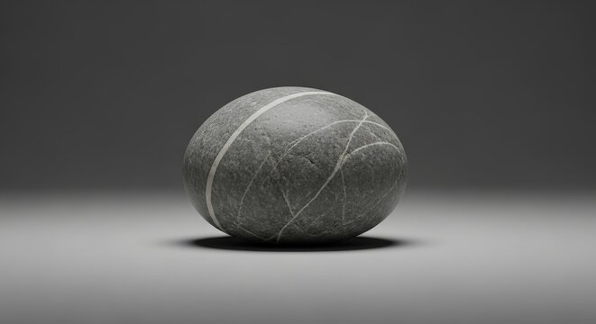 A gray stone sphere with white lines on a gradient background