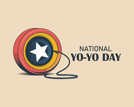 Yo-Yo kids toy. National Yo Yo Day card