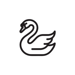 Obraz premium Simple black outline icon of a graceful swan