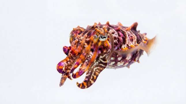 Colorful flamboyant cuttlefish swimming in the ocean