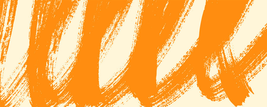 Yellow bold wavy brush stroke background. Hand drawn squiggle paint splash, grunge rough distressed ink texture, curly marker line. Abstract modern vector illustration for poster, cover, banner design