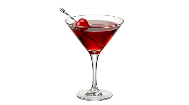 Red cocktail in a martini glass with cherry