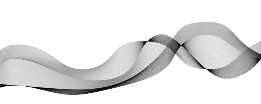 Gray ribbon banner for web design and presentation, wavy abstract element