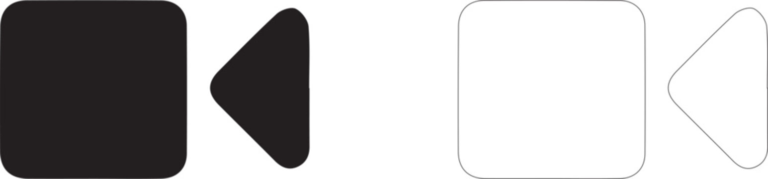 Video camera icon, symbol of video recording, filmmaking, multimedia and vlogging, vector icon in two styles: glyph and outline.